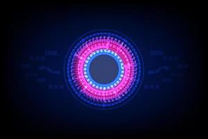Technology and science background. Red and blue hi-tech circles, cyberspace, and digital innovation. Futuristic communication. Sci-fi user interface. vector
