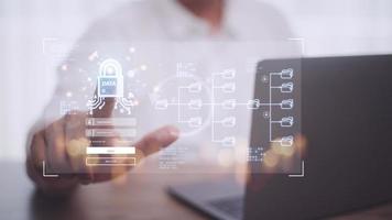 Concept of cyber security, information security and encryption, secure access to user's personal information, secure Internet access, cybersecurity. photo