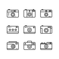 Camera outline icon set. Vector illustration.