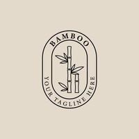 logotipo, icono y símbolo de arte de línea de bambú, con diseño de ilustración de vector de emblema