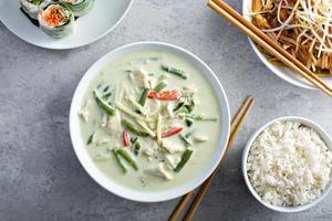 Green curry and rice photo