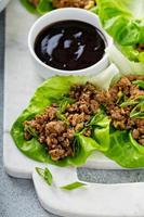 Chicken or turkey asian lettuce wraps photo