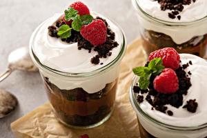 Chocolate layered dessert in a jar photo