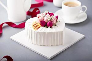 Valentines Day cake with cream photo