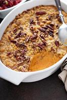 Sweet potato casserole with pecan topping photo