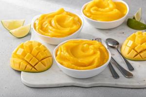 Mango ice cream or nice cream, blended frozen mango dessert photo