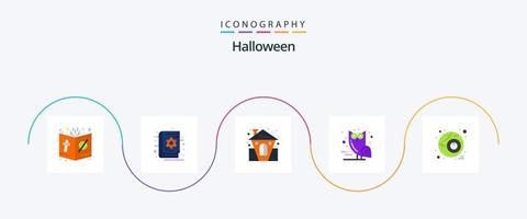 paquete de iconos de halloween flat 5 que incluye miedo. Víspera de Todos los Santos. de miedo. pájaro. vacación vector