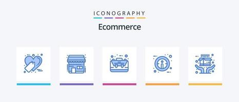 Ecommerce Blue 5 Icon Pack Including ecommerce. sign. bag. information. ecommerce. Creative Icons Design vector