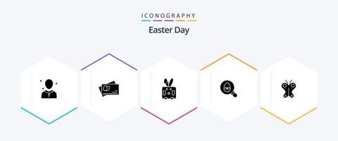 Easter 25 Glyph icon pack including butterfly. holiday. bynny. easter. search vector