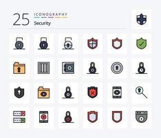 Security 25 Line Filled icon pack including jail. private. protection. keyhole. security vector