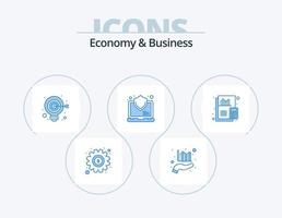 paquete de iconos azul de economía y negocios 5 diseño de iconos. cálculo. seguridad. bulbo. seguridad. computadora vector