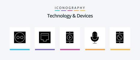Devices Glyph 5 Icon Pack Including error. device. play. cellphone. products. Creative Icons Design vector