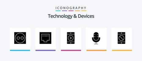 paquete de iconos de glifo 5 de dispositivos que incluye error. dispositivo. tocar. Teléfono móvil. productos diseño de iconos creativos vector