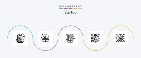 Startup Line 5 Icon Pack Including graph. focus. click mobile. target. arrow vector