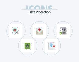 Data Protection Flat Icon Pack 5 Icon Design. message. email. security. bug. security vector