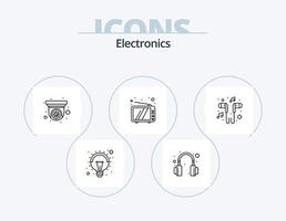 paquete de iconos de línea electrónica 5 diseño de iconos. . lámpara. proceso. luz. bulbo vector