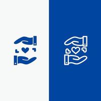 Love Sharing Heart Wedding Line and Glyph Solid icon Blue banner Line and Glyph Solid icon Blue banner vector