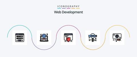 Web Development Line Filled Flat 5 Icon Pack Including development. search. coding. find. web vector