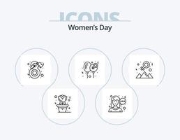 paquete de iconos de línea de día de la mujer 5 diseño de iconos. día. globo. invitar. regalo. presente vector