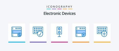 paquete de iconos azul 5 de dispositivos que incluye computadoras. nuevo. dispositivos. base de datos. tecnología. diseño de iconos creativos vector