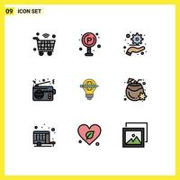 Set of 9 Modern UI Icons Symbols Signs for success technology board device radio Editable Vector Design Elements