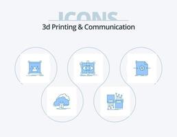 Paquete de 5 iconos azules de impresión y comunicación en 3D Diseño de iconos. bosquejo. diseño. carril. cambiar el tamaño edición vector