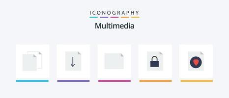 Multimedia Flat 5 Icon Pack Including . file. file. favorite. lock. Creative Icons Design vector