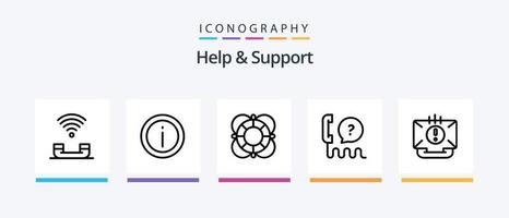 paquete de iconos de línea 5 de ayuda y soporte que incluye correo electrónico. comunicación. proteccion. soporte. alerta de chat diseño de iconos creativos vector