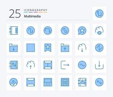 Multimedia 25 Blue Color icon pack including control. folder. message. document. eye vector