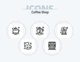 paquete de iconos de línea de cafetería 5 diseño de iconos. servir. Galleta. tienda. morder. localización vector