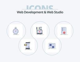 Web Development And Web Studio Flat Icon Pack 5 Icon Design. computer. speed. frame. optimization. done vector