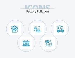 Factory Pollution Blue Icon Pack 5 Icon Design. automobile. destruction. energy. deforestation. factory vector