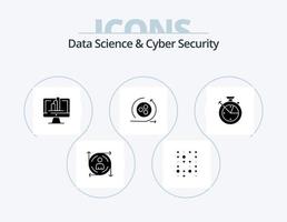 paquete de iconos de glifo de seguridad cibernética y ciencia de datos 5 diseño de iconos. hora. ciencia computadora. modelado. modelado vector