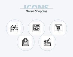línea de compras en línea paquete de iconos 5 diseño de iconos. embalar. caja. marketing. teléfono inteligente tienda vector