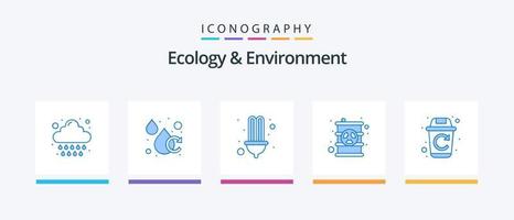 Ecology And Environment Blue 5 Icon Pack Including recycle. oil. electric. radioactive. nuclear. Creative Icons Design vector