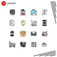 Set of 16 Modern UI Icons Symbols Signs for listing filing cloud check progression Editable Creative Vector Design Elements