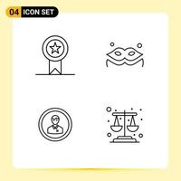 Modern Set of 4 Filledline Flat Colors and symbols such as badges human stamp masquerade person Editable Vector Design Elements