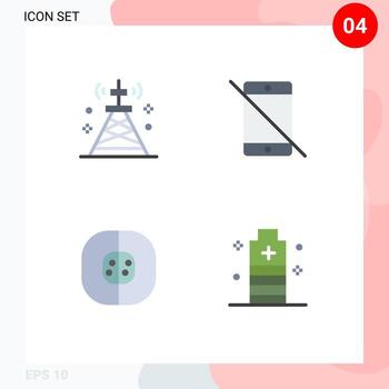 User Interface Pack of 4 Basic Flat Icons of communications phone technology devices biology Editable Vector Design Elements