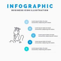 Drill Building Construction Repair Tool Line icon with 5 steps presentation infographics Background vector