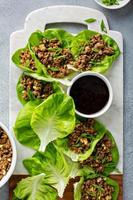 Chicken or turkey asian lettuce wraps photo