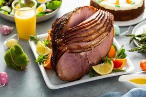 Easter ham on the table photo