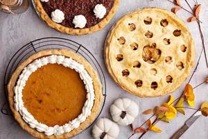 Thanksgiving pies on the table photo