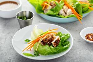 Asian grilled chicken ginger lettuce wraps photo