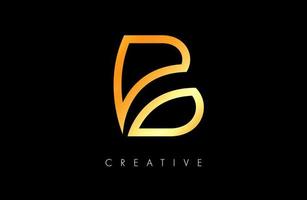 Golden Letter B Logo Design monogram Line. Minimalist Creative and modern Icon Vector