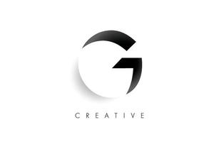 Negative Space Letter G Logo icon design with soft shaddow in black and white Vector