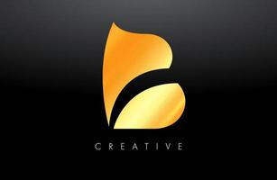 diseño del logotipo de la letra b dorada en colores azul y morado. vector de icono creativo y moderno minimalista