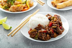 Tangerine beef with rice photo