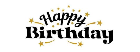 happy birthday typography design. calligraphy text with gold star. vector