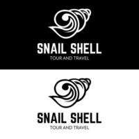 Snail shell beach on island vacation tour and travel business company logo design