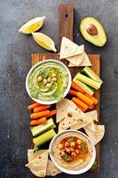 Homemade hummus with flatbread photo